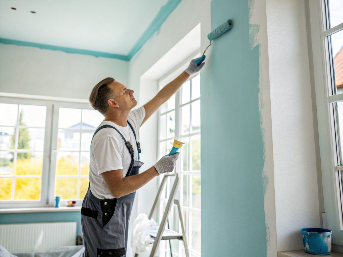 Close-up of precision paint application on a textured surface